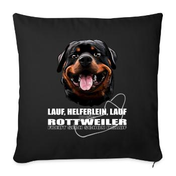 ROTTWEILER Lauf Helferlein Lauf WILSIGNS - Sofakissenbezug 45 x 45 cm - Schwarz - Vorne