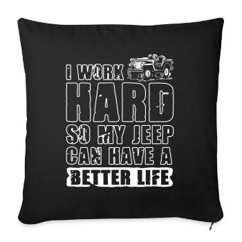 Better Life Jeeps - Housse de coussin décorative 45 x 45 cm - noir - Devant