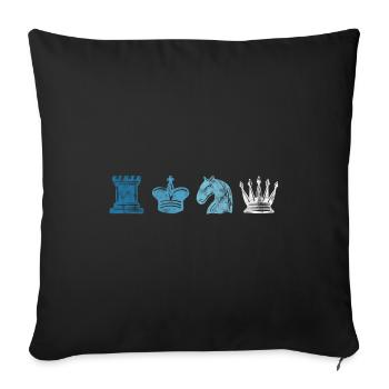 Joueur d'échecs d'échecs rétro pièce d'échecs échec et mat - Housse de coussin décorative 45 x 45 cm - noir - Devant