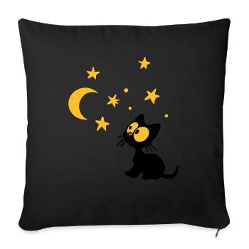 Kitten stars - Sofa pillowcase 17,3'' x 17,3'' (45 x 45 cm) - black - Front