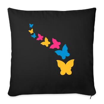 Beautiful colorful flying butterfly pattern - Sofa pillowcase 17,3'' x 17,3'' (45 x 45 cm) - black - Front