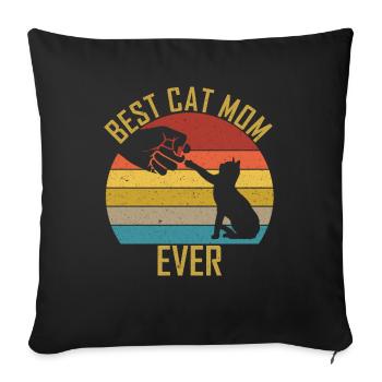 Cat Mom Cat Cat Mom Cat Lover Gift - Sofa pillowcase 17,3'' x 17,3'' (45 x 45 cm) - black - Front