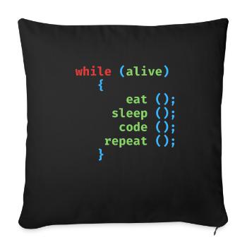 ALORS QUE ALIVE EAT SLEEP CODE REPEAT - Housse de coussin décorative 45 x 45 cm - noir - Devant