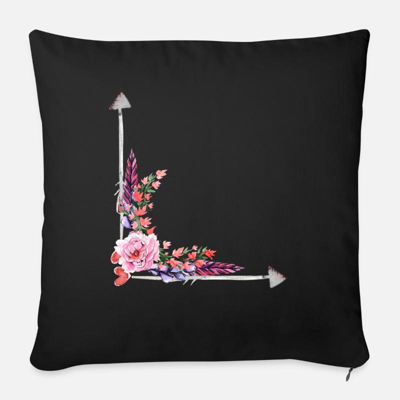 Flowers - Sofa pillowcase 17,3'' x 17,3'' (45 x 45 cm) - black