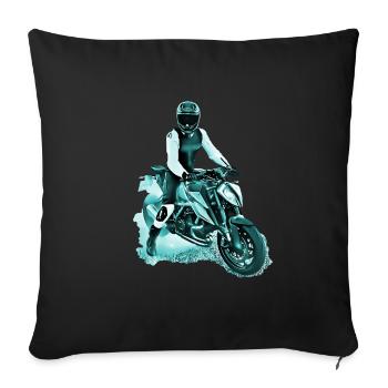 Motorcyclist Nakedbike light blue - Sofa pillowcase 17,3'' x 17,3'' (45 x 45 cm) - black - Front