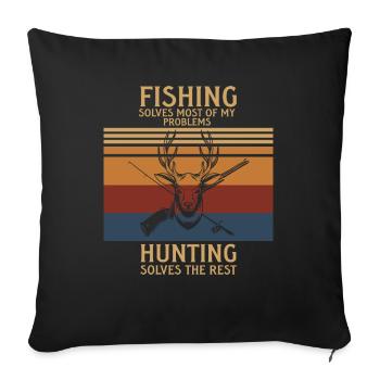 Pêcher Pêcheur Canne à pêche - Housse de coussin décorative 45 x 45 cm - noir - Devant