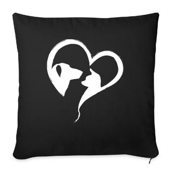 Dog Cat in Heart Shape - Sofa pillowcase 17,3'' x 17,3'' (45 x 45 cm) - black - Front
