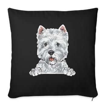 West Highland White Terrier Westie - Housse de coussin décorative 45 x 45 cm - noir - Devant