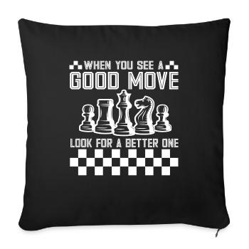 Lusitger Schachspieler Spruch I Schach - Sofakissenbezug 45 x 45 cm - Schwarz - Vorne