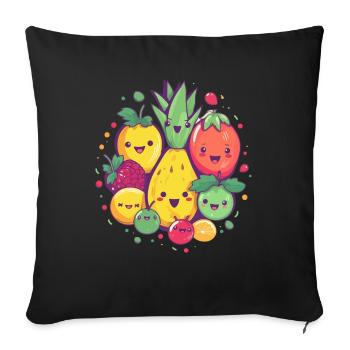 Pineapple and its band Kawaii - Sofa pillowcase 17,3'' x 17,3'' (45 x 45 cm) - black - Front