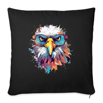 Basil the eagle - Sofa pillowcase 17,3'' x 17,3'' (45 x 45 cm) - black - Front
