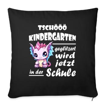 Einschulung Schulkind Drache - Sofakissenbezug 45 x 45 cm - Schwarz - Vorne