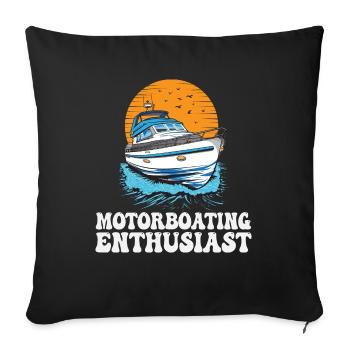 Pontoon Boat Captain Motorboating Enthusiast - Sofa pillowcase 17,3'' x 17,3'' (45 x 45 cm) - black - Front