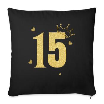 15th anniversary golden crown - Sofa pillowcase 17,3'' x 17,3'' (45 x 45 cm) - black - Front