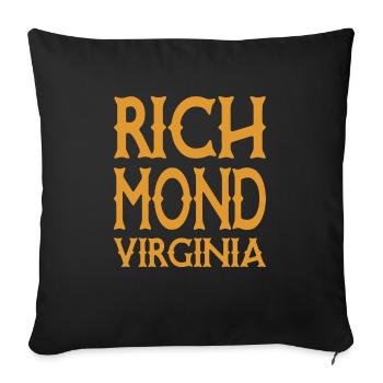 Richmond - Virginie - États-Unis USA - Housse de coussin décorative 45 x 45 cm - noir - Devant