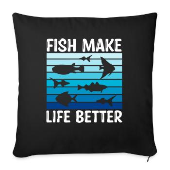 Drôle d’amateur d’aquarium disant citation du propriétaire de l’aquarium - Housse de coussin décorative 45 x 45 cm - noir - Devant