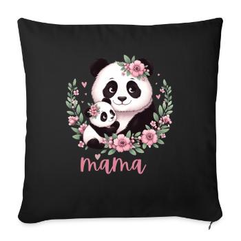 Panda Lover I Maman Panda Et Cub Fête Des Mères - Housse de coussin décorative 45 x 45 cm - noir - Devant