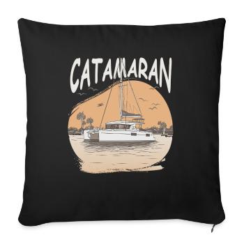 Catamaran - Catamaran - Love for double hulls - Sofa pillowcase 17,3'' x 17,3'' (45 x 45 cm) - black - Front