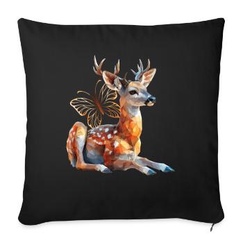 Cerf - Housse de coussin décorative 45 x 45 cm - noir - Devant