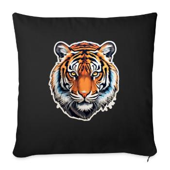 Tête de tigre - Housse de coussin décorative 45 x 45 cm - noir - Devant