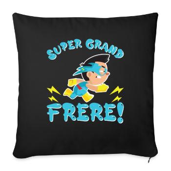 Super Grand Frère - Cadeau Annonce Grossesse - Housse de coussin décorative 45 x 45 cm - noir - Devant