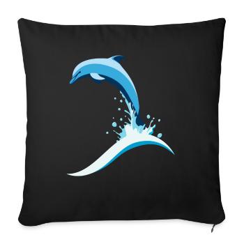 Jumping Dolphin - Sofa pillowcase 17,3'' x 17,3'' (45 x 45 cm) - black - Front