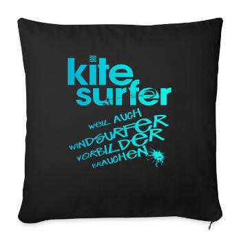 Kitesurfeur vs véliplanchiste - Housse de coussin décorative 45 x 45 cm - noir - Devant