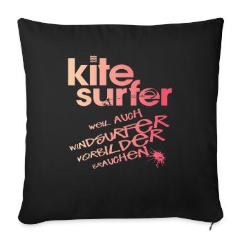 Kitesurfer vs Windsurfer - Sofakissenbezug 45 x 45 cm - Schwarz - Vorne