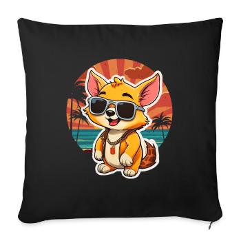 Surfer fox with sunglasses - Sofa pillowcase 17,3'' x 17,3'' (45 x 45 cm) - black - Front