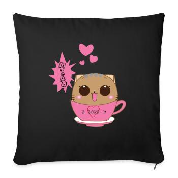 Cat Cute - Sofa pillowcase 17,3'' x 17,3'' (45 x 45 cm) - black - Front
