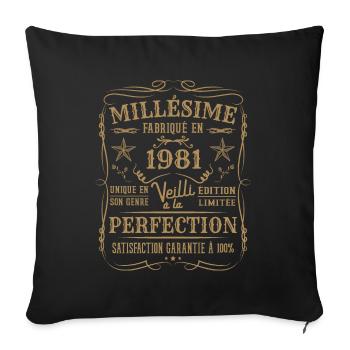 Millésime Fabriqué En 1981 Vieilli à La Perfection - Housse de coussin décorative 45 x 45 cm - noir - Devant