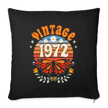 Rétro et Vintage 1972 Femme 50 Ans Anniversaire - Housse de coussin décorative 45 x 45 cm - noir - Devant