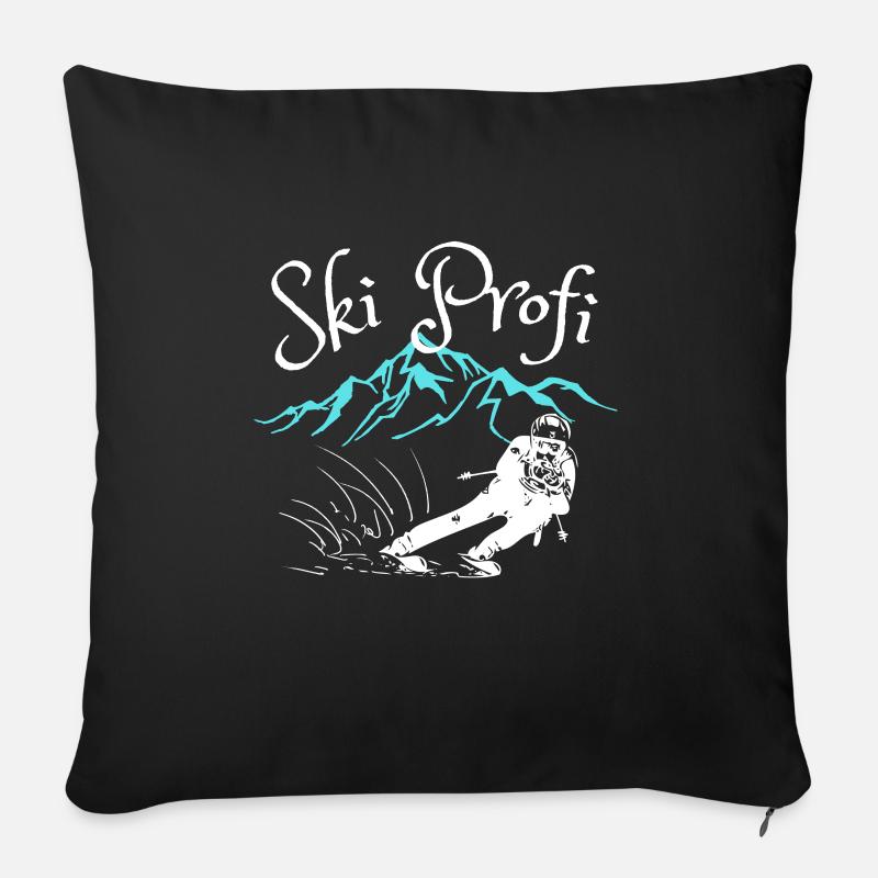 PROFESSIONNEL DU SKI! CONCEPTION DE PISTES DE SKI AMUSANTES - Housse de coussin décorative 45 x 45 cm - noir