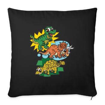 Drôle de dinosaure Pour Enfants Bande Dessin animé - Housse de coussin décorative 45 x 45 cm - noir - Devant