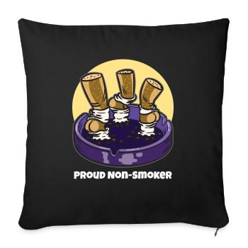 Zigarettenkippen Stolzer Nichtraucher - Sofakissenbezug 45 x 45 cm - Schwarz - Vorne