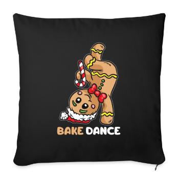 Bake Dance Gingerbread Man Breakdance Noël - Housse de coussin décorative 45 x 45 cm - noir - Devant