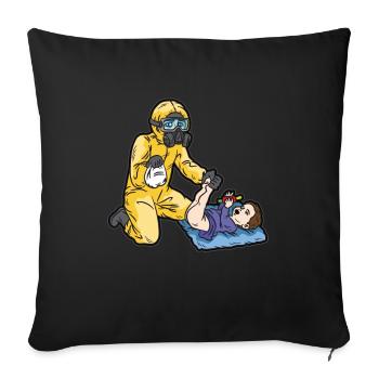 Smelly diaper change gas mask - Sofa pillowcase 17,3'' x 17,3'' (45 x 45 cm) - black - Front
