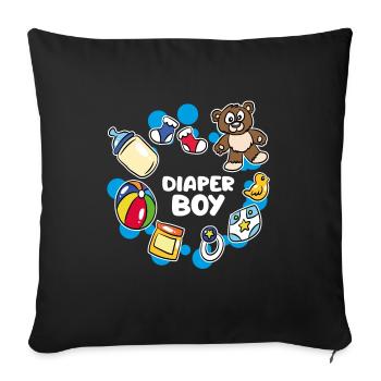 Windel Boy ABDL Ageplay Adult Baby Little - Sofakissenbezug 45 x 45 cm - Schwarz - Vorne