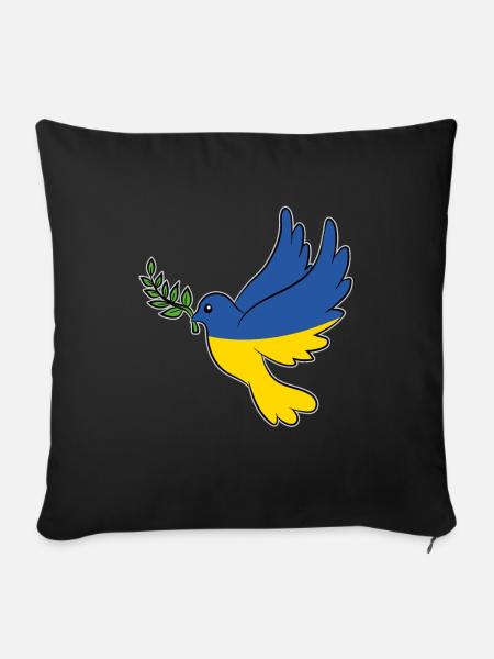 Ukrainische Friedenstaube - Sofakissenbezug 45 x 45 cm - Schwarz