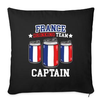 Kapitän des französischen Trinkteams - Sofakissenbezug 45 x 45 cm - Schwarz - Vorne