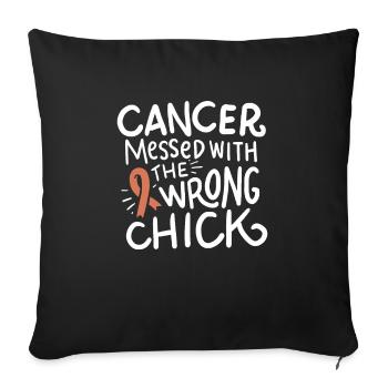 Ruban de chimio de l’endomètre survivant du cancer de l’utérus - Housse de coussin décorative 45 x 45 cm - noir - Devant