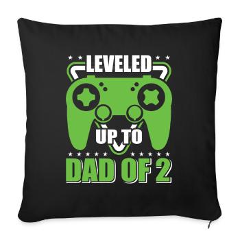 Le joueur de jeu Papa père a atteint le niveau de papa de 2 - Housse de coussin décorative 45 x 45 cm - noir - Devant