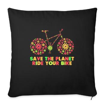 Bicycle 70s Flowers - Sofa pillowcase 17,3'' x 17,3'' (45 x 45 cm) - black - Front