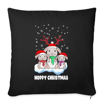 Rabbit Christmas Hoppy Christmas bunnies - Sofa pillowcase 17,3'' x 17,3'' (45 x 45 cm) - black - Front