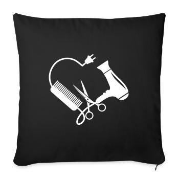 Salon de coiffure Salon de coiffure Coiffeur cadeau de coiffeur - Housse de coussin décorative 45 x 45 cm - noir - Devant