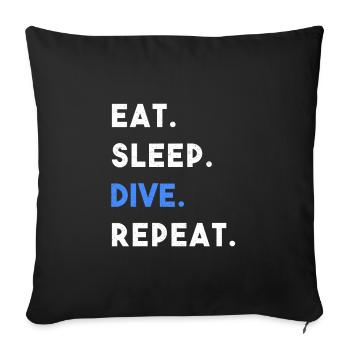 EAT SLEEP DIVE REPEAT - Housse de coussin décorative 45 x 45 cm - noir - Devant