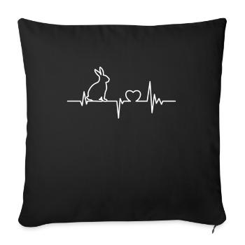Bunny Heartbeat Love Design Sweet Rabbit - Housse de coussin décorative 45 x 45 cm - noir - Devant