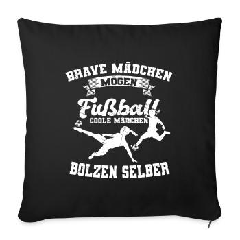 Frauenfußball Mädchen Fussball Geschenkidee - Sofakissenbezug 45 x 45 cm - Schwarz - Vorne