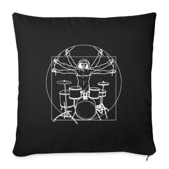 Drummer drums Da Vinci drummer - Sofa pillowcase 17,3'' x 17,3'' (45 x 45 cm) - black - Front