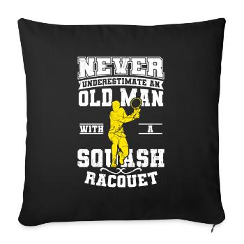 Joueur de squash vieil homme - Housse de coussin décorative 45 x 45 cm - noir - Devant